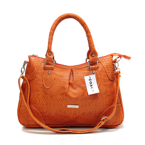 Coach Madison Embossed Medium Orange Satchels DEL | Women